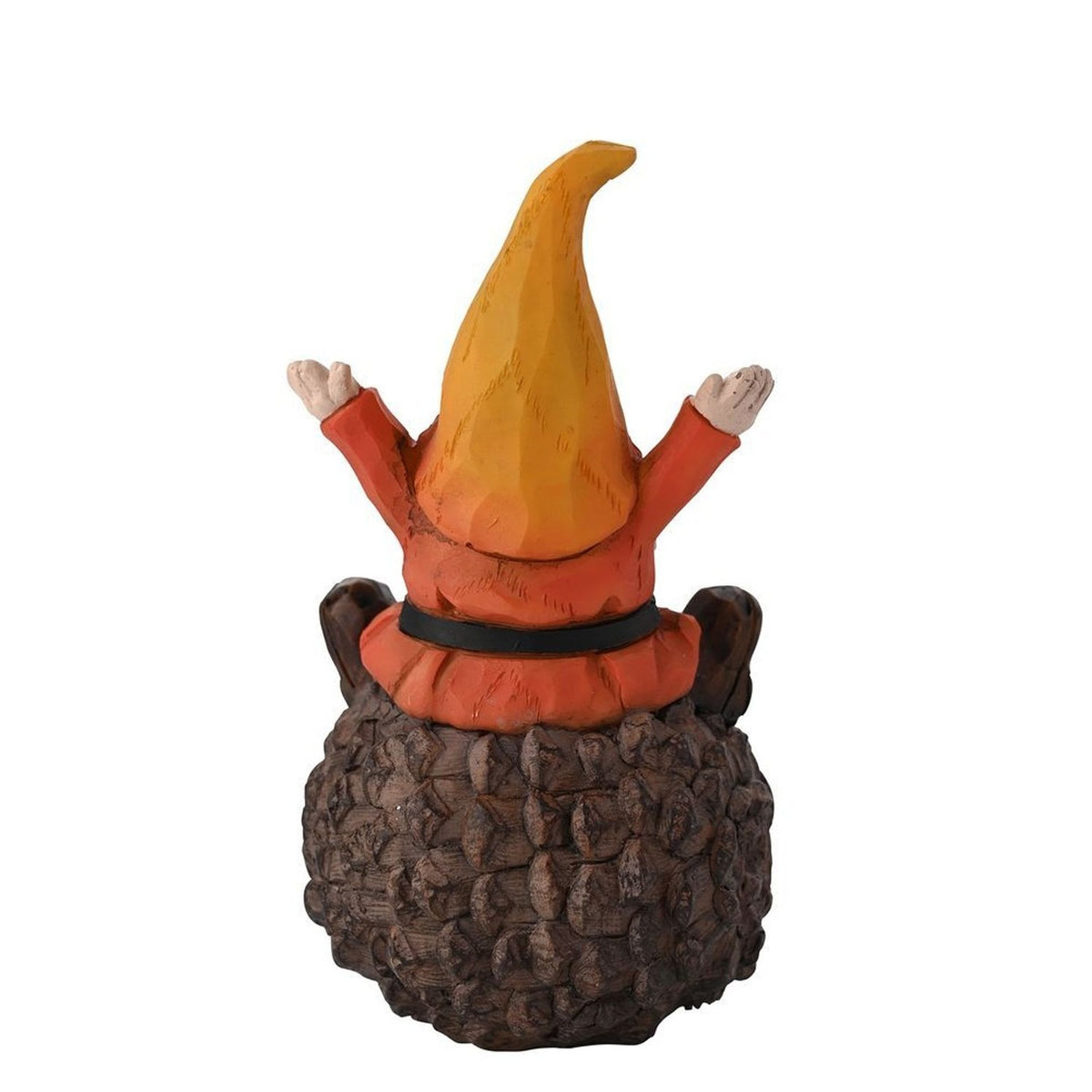 Autumn Gonk Sat on a Pinecone Resin Decoration - Brown