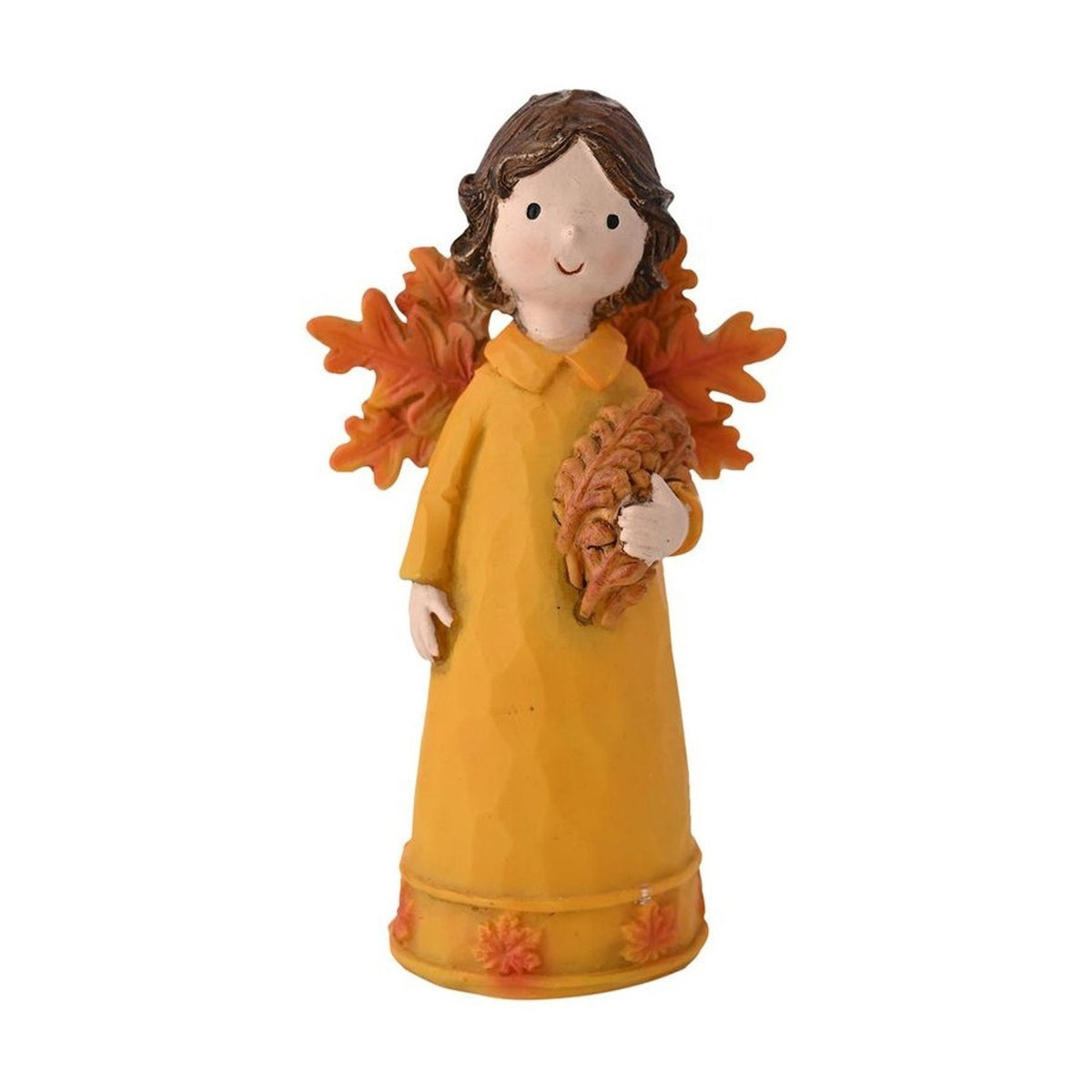 Small Autumn Fairy Resin Ornament with Leaf Wings - Yellow