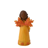Small Autumn Fairy Resin Ornament with Leaf Wings - Yellow
