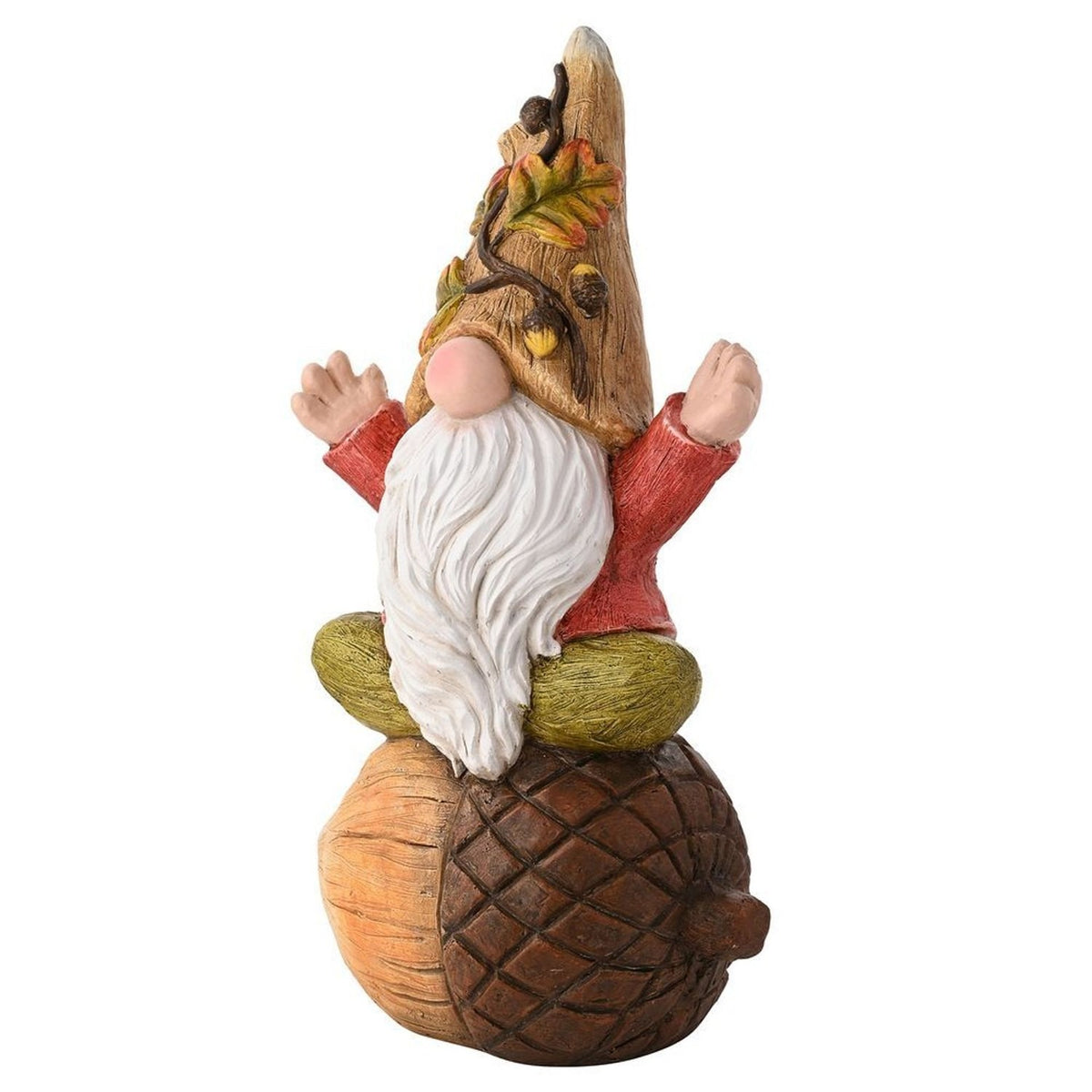 Outdoor Gonk Sat on an Acorn Ceramic Decoration - Brown