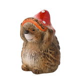 Small Hedgehog in a Toadstool Hat Resin Ornament - Brown