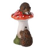2 Hedgehogs on a Toadstool Glazed Resin Ornament - White