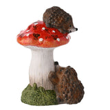 2 Hedgehogs on a Toadstool Glazed Resin Ornament - White