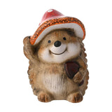 Large Resin Hedgehog Ornament with Toadstool Hat - Brown