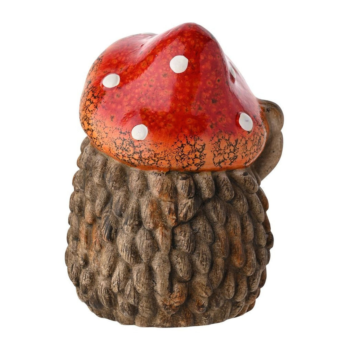 Large Resin Hedgehog Ornament with Toadstool Hat - Brown
