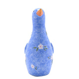Floral Duck Glazed Resin Figurine with Orange Beak - Blue