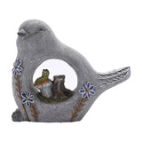 Robin Solar Light Resin Lantern with Mushroom Scene - Grey