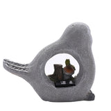 Robin Solar Light Resin Lantern with Mushroom Scene - Grey