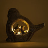 Robin Solar Light Resin Lantern with Mushroom Scene - Grey
