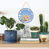 "Family Is Where The Herd Is" Hanging Wooden Plaque - Blue