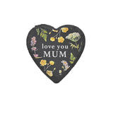 Set of 4 Heart Slate Coasters with Wild Flowers - Charcoal