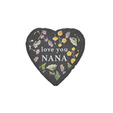 Set of 4 Heart Slate Coasters with Wild Flowers - Charcoal