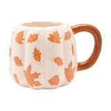 Autumn Leaves Pumpkin Stoneware Mug 600ml - Cream & Orange