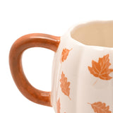 Autumn Leaves Pumpkin Stoneware Mug 600ml - Cream & Orange
