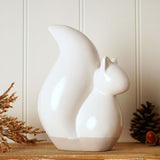 Sitting Squirrel Glossy Ceramic Ornament 23.3cm - White