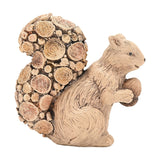 Wood Effect Squirrel Ornament with Log Slice Tail - Beige