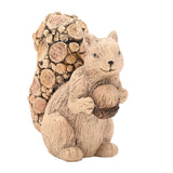 Wood Effect Squirrel Ornament with Log Slice Tail - Beige