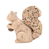 Wood Effect Squirrel Ornament with Log Slice Tail - Beige