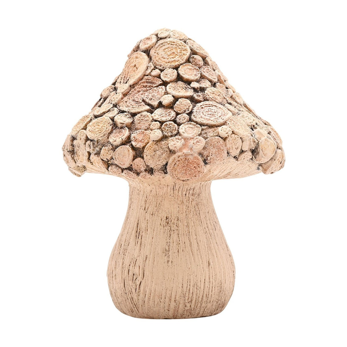 Wood Effect Log Slice Mushroom Resin Ornament 16.7cm - Brown