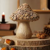 Wood Effect Log Slice Mushroom Resin Ornament 16.7cm - Brown