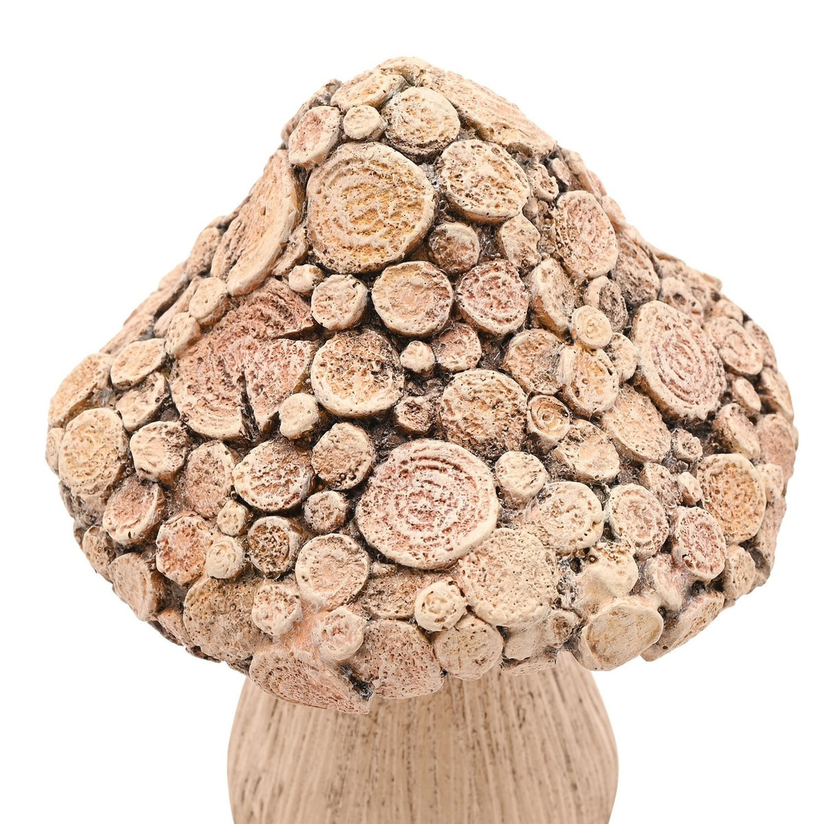 Wood Effect Log Slice Mushroom Resin Ornament 16.7cm - Brown