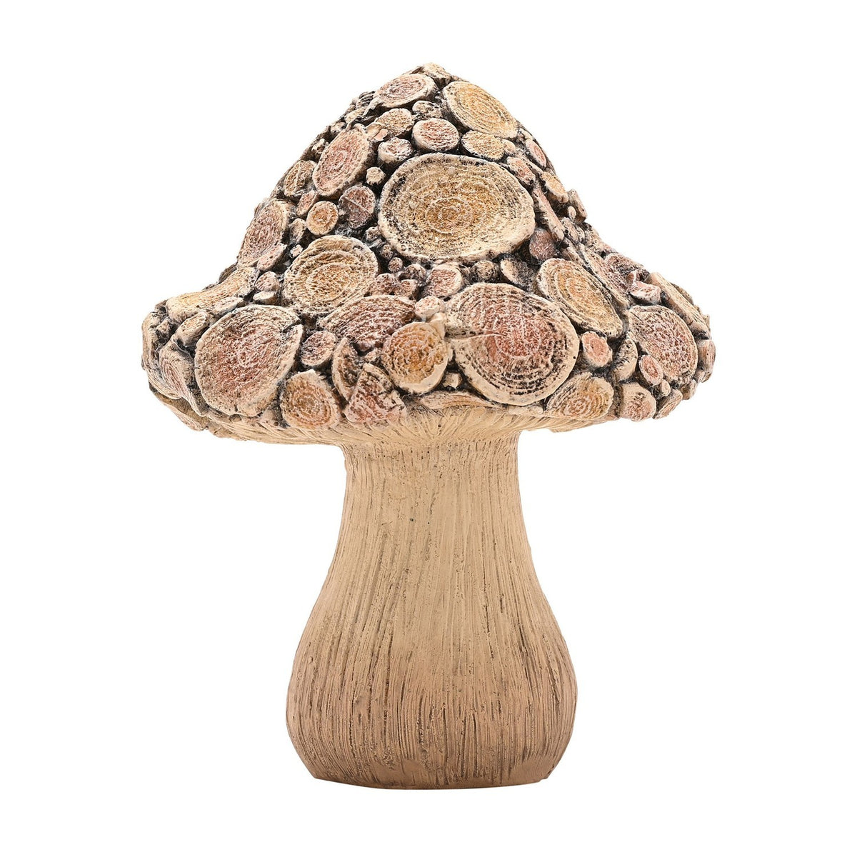 Log Slice Cap Wood Effect Mushroom Ornament 20.6cm - Brown