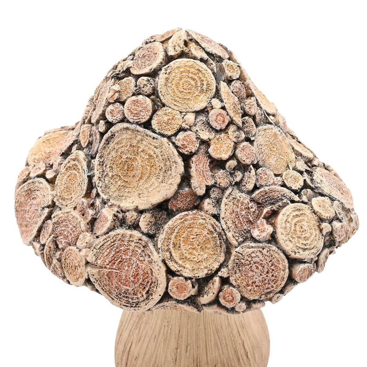 Log Slice Cap Wood Effect Mushroom Ornament 20.6cm - Brown