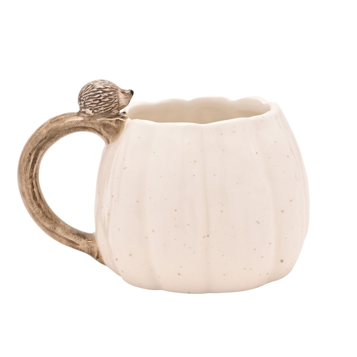 Pumpkin Mug with Hedgehog on the Branch Handle 450ml - White
