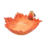 Robin Perched on a Leaf Ceramic Serving Bowl 300ml - Orange
