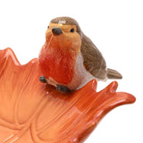 Robin Perched on a Leaf Ceramic Serving Bowl 300ml - Orange