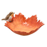 Robin Perched on a Leaf Ceramic Serving Bowl 300ml - Orange