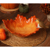 Robin Perched on a Leaf Ceramic Serving Bowl 300ml - Orange