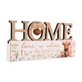 Highland Cow Home Is Where The Herd Is Wood Mantel Plaque - White