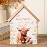 "Home Is Where Herd Is" Highland Cow House Wooden Plaque - White