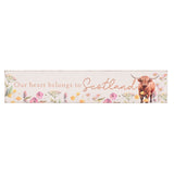 Our Heart Belongs to Scotland Highland Cow Plaque 20cm - White