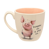 "Happy as a Pig in..." Printed Earthenware Mug 300ml - White