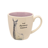 No Drama Llama Earthenware Mug with Lilac Interior - White