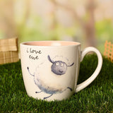I Love Ewe Sheep Ceramic Mug with Pink Interior 300ml - White