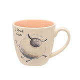 I Love Ewe Sheep Ceramic Mug with Pink Interior 300ml - White