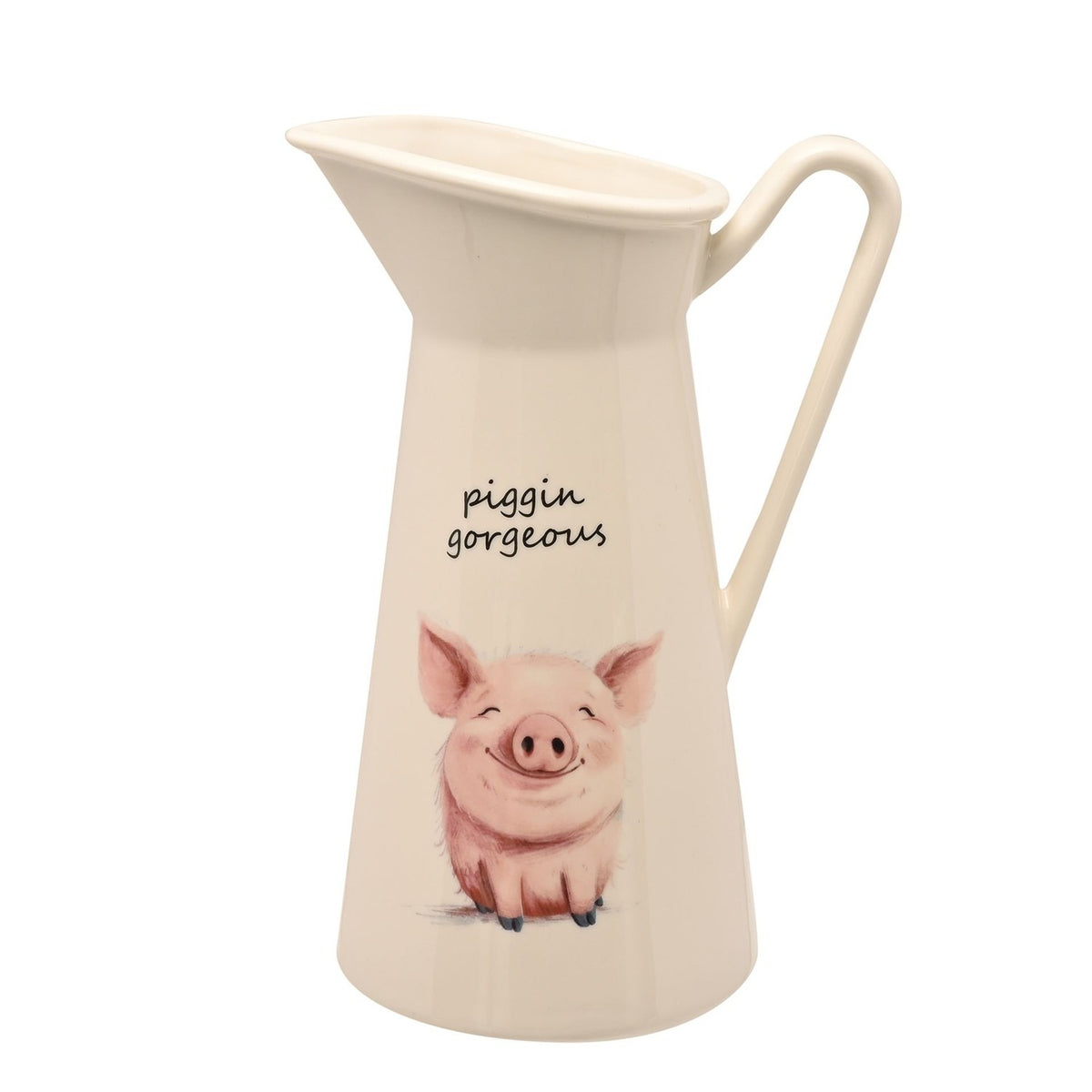 Piggin Gorgeous Pig Jug Ceramic Vase with Handle - White