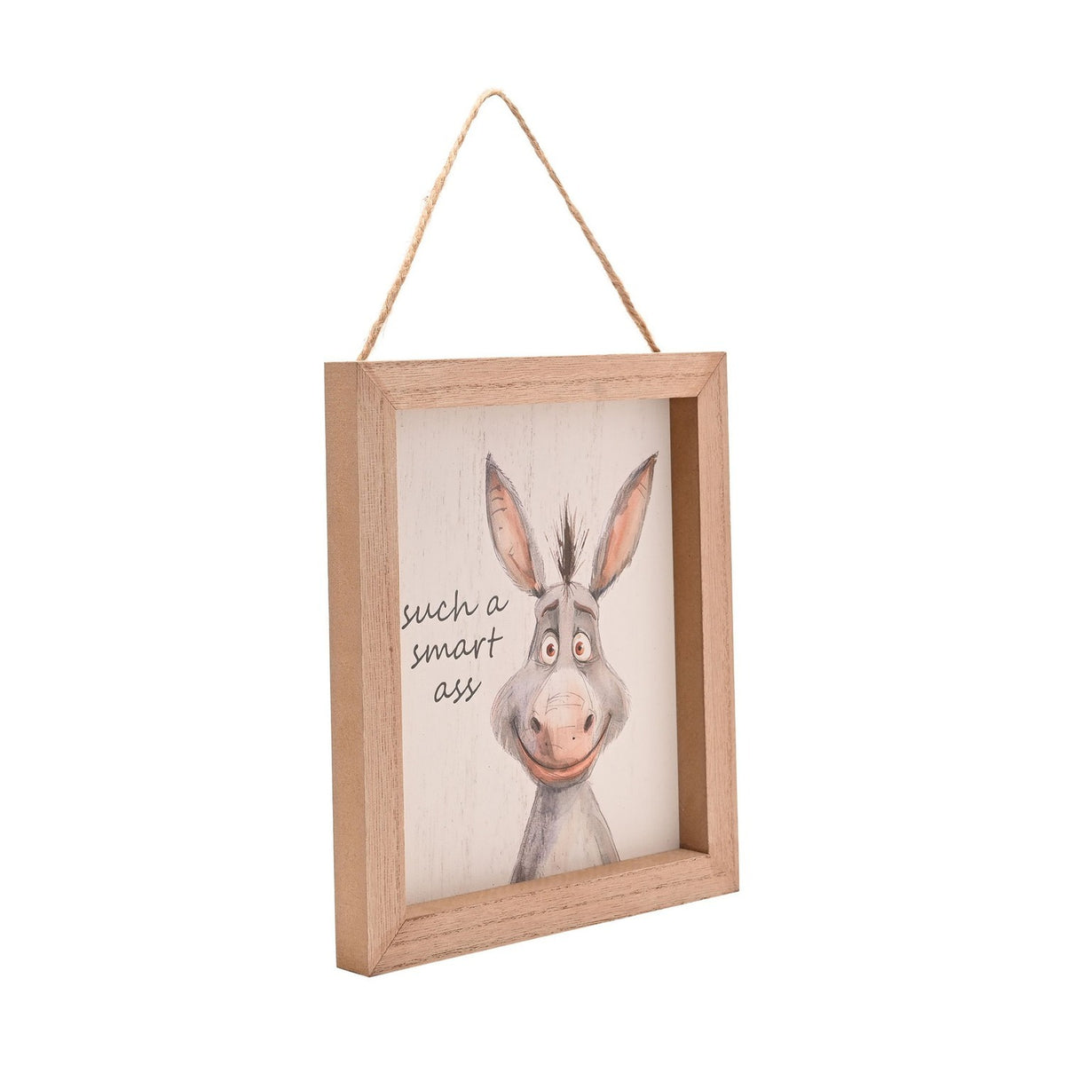 Smart Ass Donkey Wooden Plaque with Hanging Cord - Brown