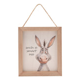 Smart Ass Donkey Wooden Plaque with Hanging Cord - Brown