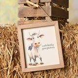 Udderly Gorgeous Cow Wooden Plaque with Hanging Cord - Brown