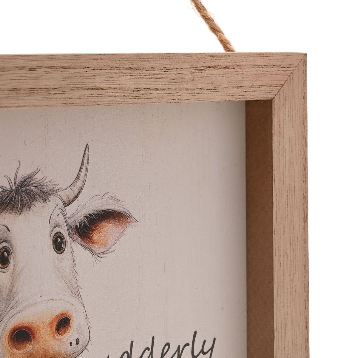 Udderly Gorgeous Cow Wooden Plaque with Hanging Cord - Brown