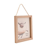 Sheep "Love Ewe" Wooden Hanging Plaque with Cord - Brown
