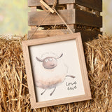 Sheep "Love Ewe" Wooden Hanging Plaque with Cord - Brown