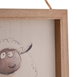 Sheep "Love Ewe" Wooden Hanging Plaque with Cord - Brown