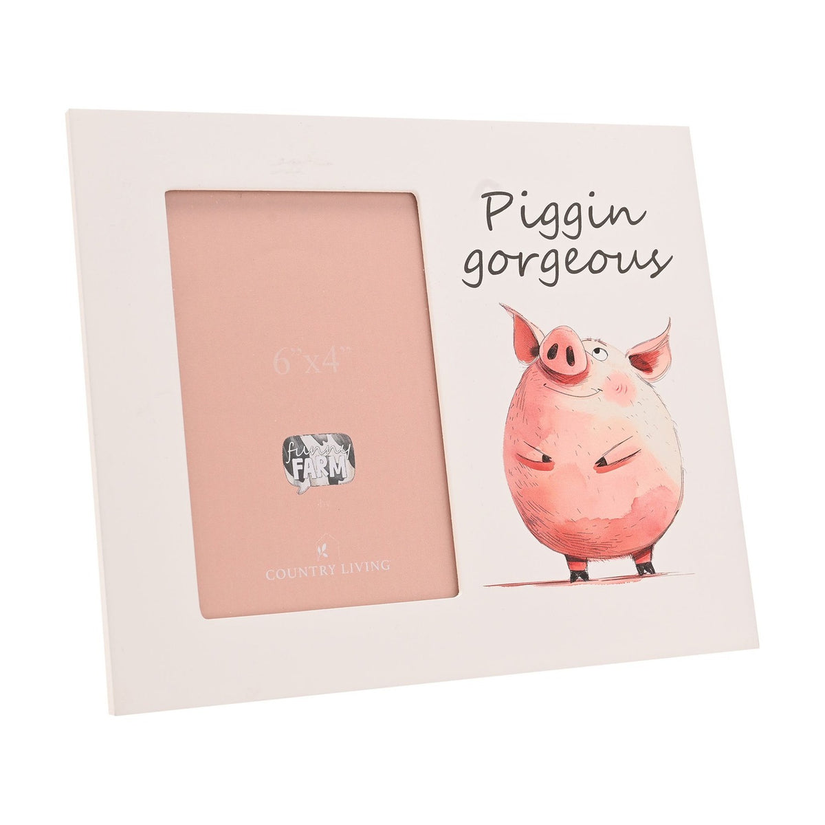 Piggin Gorgeous Pink Pig Wooden Photo Frame 6 x 4in - White