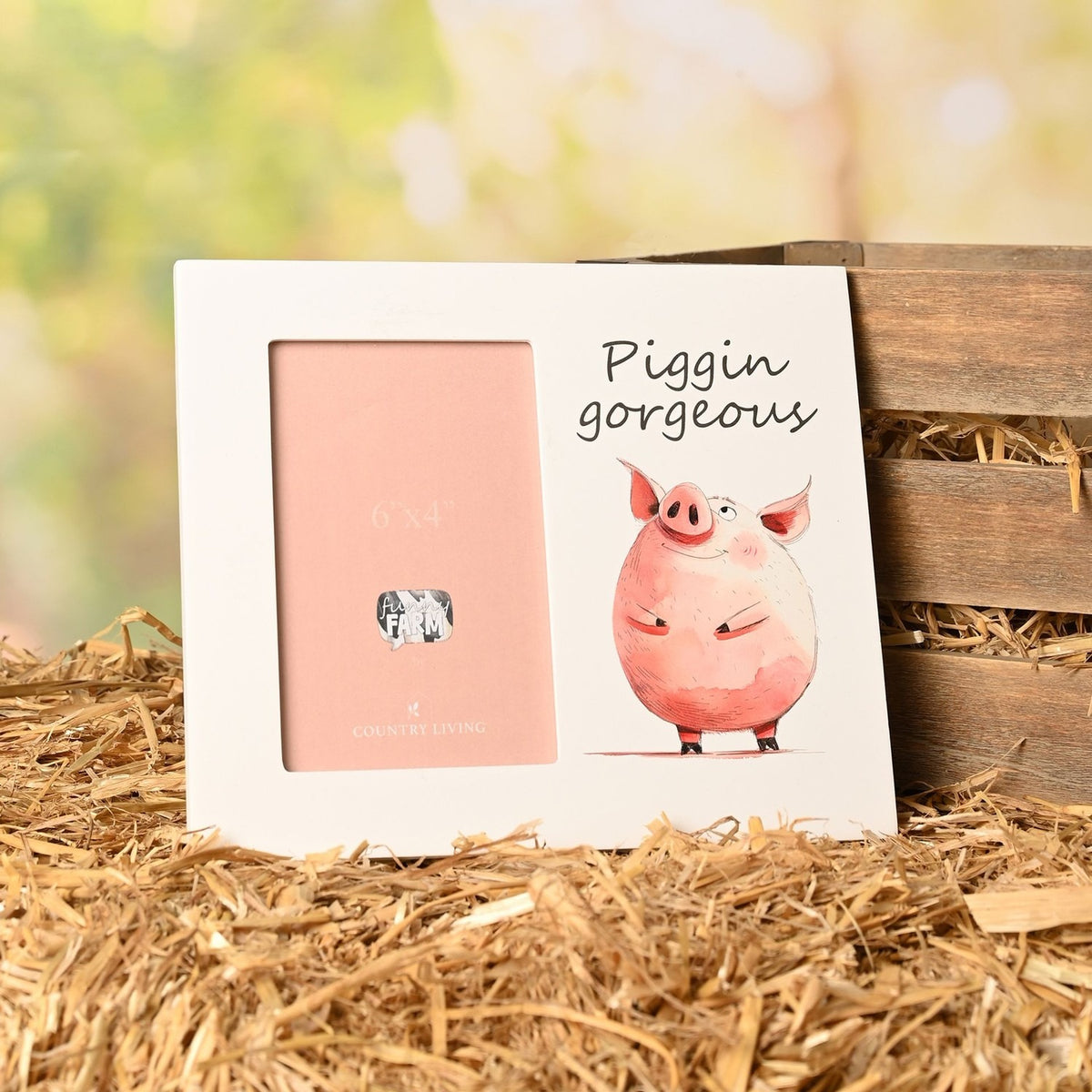 Piggin Gorgeous Pink Pig Wooden Photo Frame 6 x 4in - White