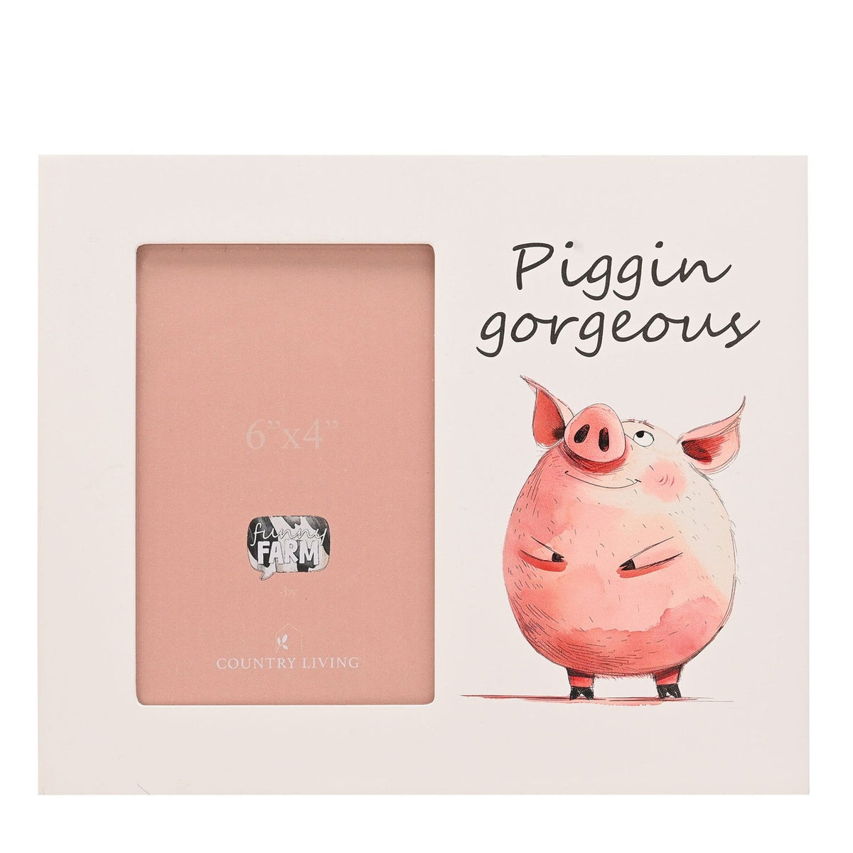 Piggin Gorgeous Pink Pig Wooden Photo Frame 6 x 4in - White